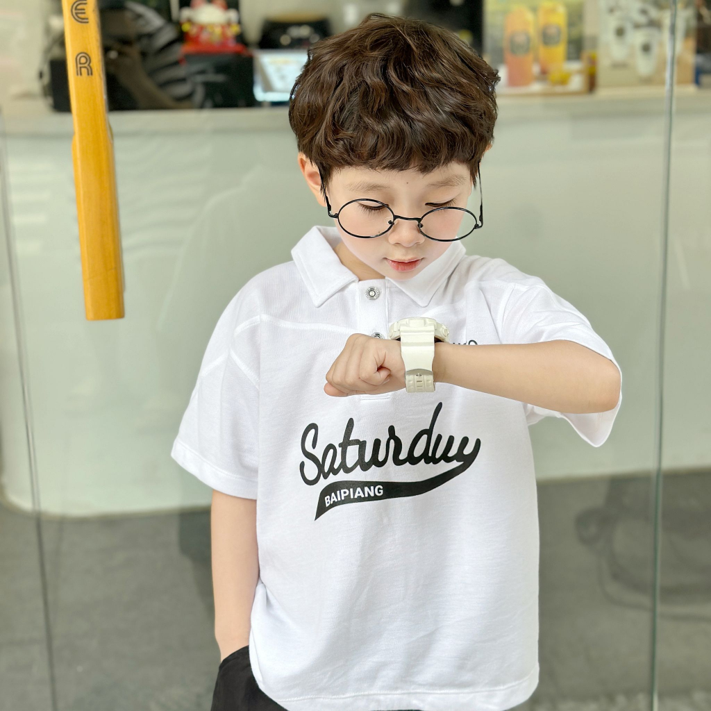 Áo thun polo cho bé trai cộc tay có cổ size đại 8-15 tuổi 28kg đến 43kg JJ Kids Fashion