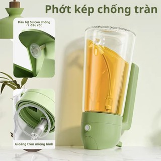 Chai đựng dầu ăn thủy tinh nắp mở tự động 470ml , Bình xịt dầu ăn thông minh 2 trong 1, Hũ đựng nước mắm, xì dầu,mật ong