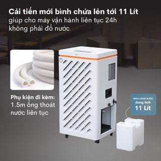 Máy hút ẩm gia đình FUJIHAIA DH90W công suất 90l/ngày, sấy khô quần áo - Bảo hành 24 tháng