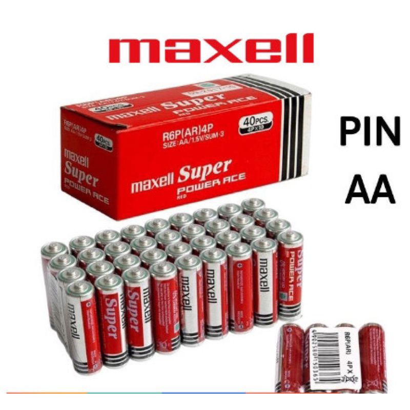 Hộp 40 Viên Pin AA Maxell 2A ( pin tiểu ) carbon Siêu Bền R6P (Đỏ ...