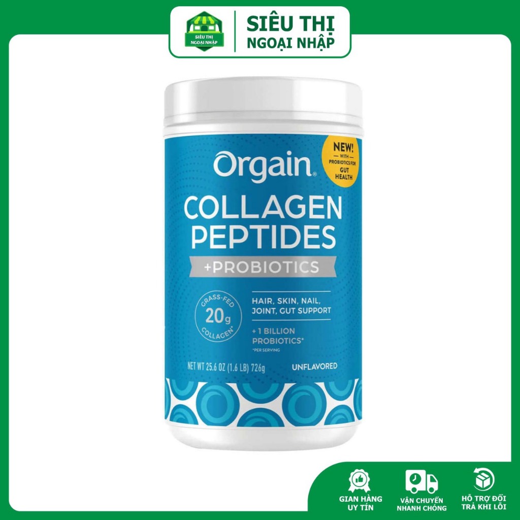 Collagen thủy phân Orgain Collagen Peptides + Probiotics Unflavored