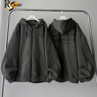Áo Khoác Nỉ Hoodie Zip INTERBREAK  Form Rộng Unisex Nam Nữ - Áo Hoodie dây kéo chất nỉ bông dày dặn nón 2 lớp Rusy