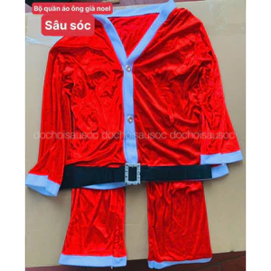 Món đồ hóa trang ông già noel túi đựng, râu, bộ quần áo kích thước lớn dịp giáng sinh
