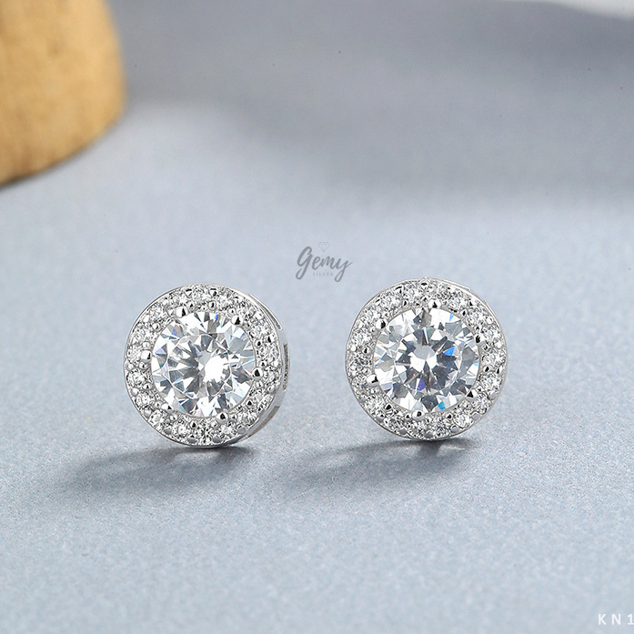Khuyên tai nam bạc 925 thanh thẳng Henry đính đá nhiều size unisex (1 chiếc) | GEMY SILVER KN100