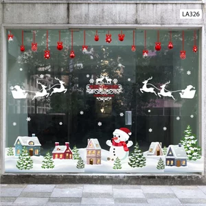 Tranh Dán Tường Người Tuyết Và Thành Phố Trắng Trang Trí Noel, Nhà Cửa, Văn Phòng, Quà Tặng Người Thân