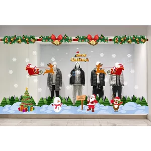 Tranh Dán Tường Cây Thông May Mắn Và Người Tuyết Trang Trí Noel, Nhà Cửa, Văn Phòng, Quà Tặng Người Thân