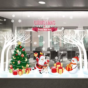Tranh Dán Tường Cây Thông Xanh Và Ông Già Noel Vui Nhộn Trang Trí Noel, Nhà Cửa, Văn Phòng, Quà Tặng Người Thân