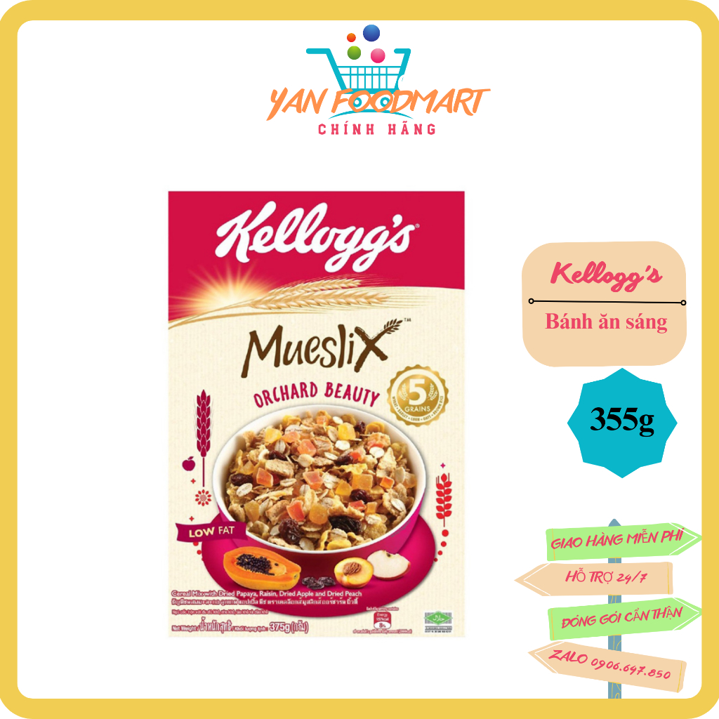 Bánh ăn sáng Kellogg’s Mueslix Orchad Beauty hộp giấy 355g | Shopee ...