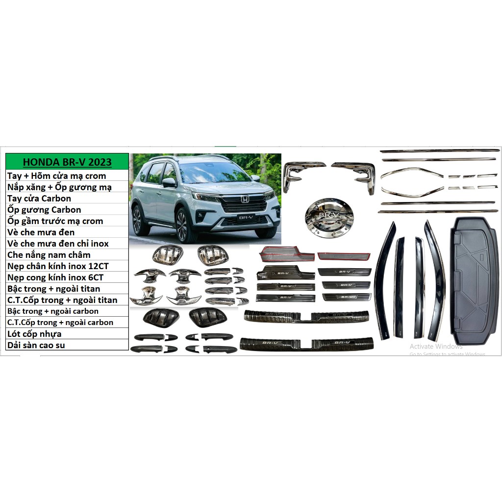 Ốp tay nắm cửa xe Honda BRV 2023-2026, Chất liệu Nhựa carbon ABS cao cấp