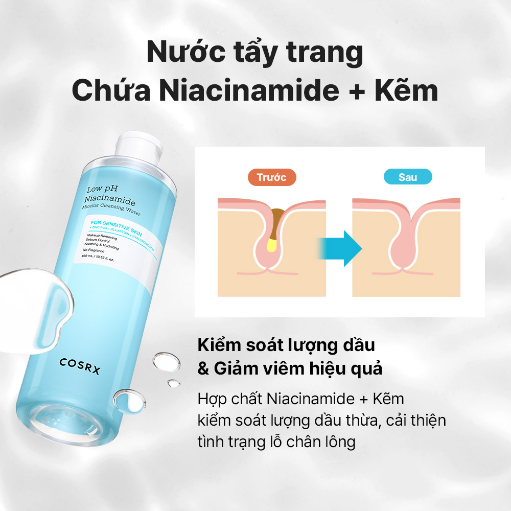 Ảnh Nước tẩy trang Niacinamide Độ pH Thấp Low pH Niacinamide Micellar Cleansing Water 4