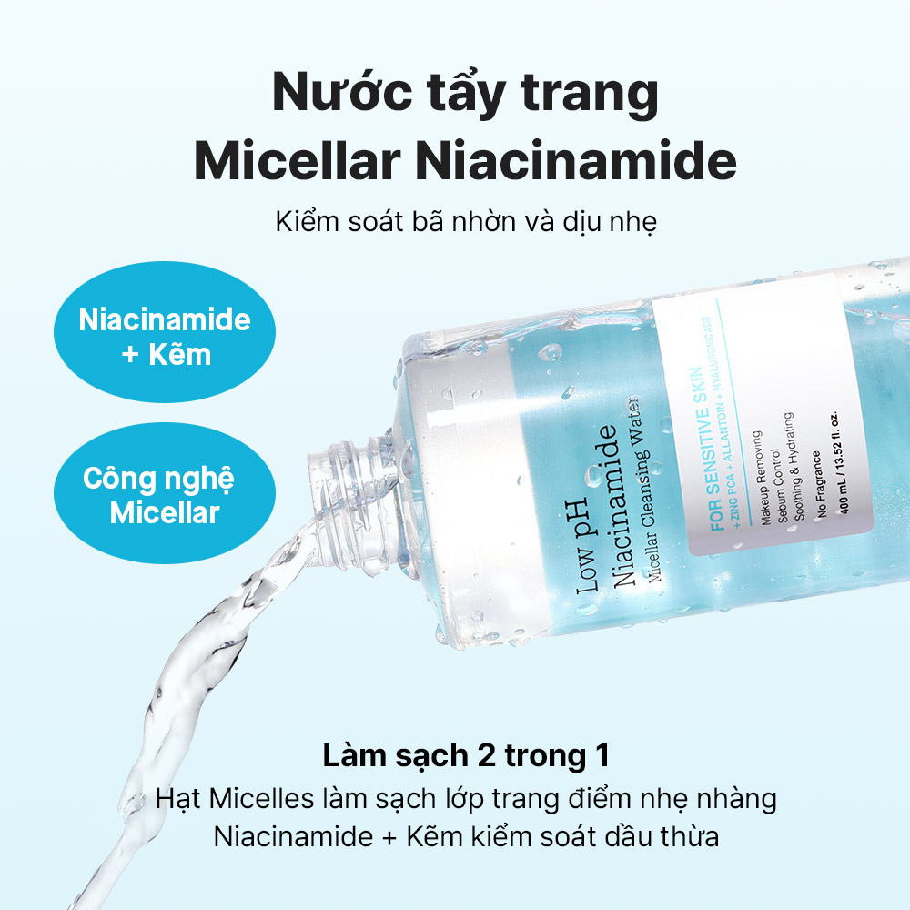 Ảnh Nước tẩy trang Niacinamide Độ pH Thấp Low pH Niacinamide Micellar Cleansing Water 3