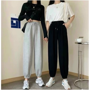 Quần nỉ ống BOOM Unisex-Jogger thun trơn cạp dáng rộng mặc ở nhà hoặc đi ngủ