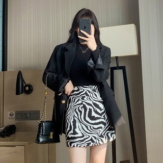 Chân váy chữ A Forgirl hoạ tiết vằn đen FG347