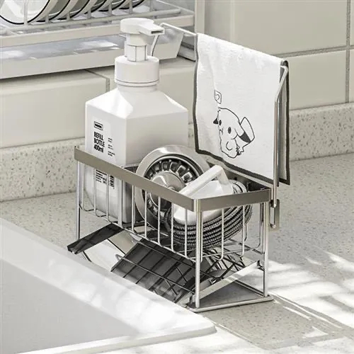 Kệ Đựng Đồ Rửa Chén Bát Inox 304, Giá Để Giẻ Rửa Bát Inox Gắn Vòi 2 ...