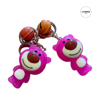 Móc Khóa Gấu Dâu Có Đèn LINDO, Móc Khóa Xinh Xắn, Quà Tặng Đáng Yêu, Treo Balo, Cặp