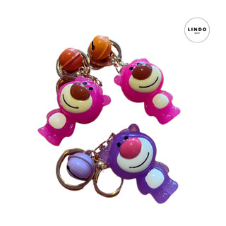 Móc Khóa Gấu Dâu Có Đèn LINDO, Móc Khóa Xinh Xắn, Quà Tặng Đáng Yêu, Treo Balo, Cặp