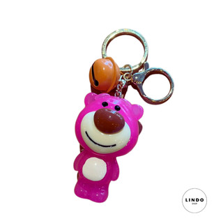 Móc Khóa Gấu Dâu Có Đèn LINDO, Móc Khóa Xinh Xắn, Quà Tặng Đáng Yêu, Treo Balo, Cặp