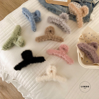 Kẹp Tóc Càng Cua Phủ Lông Mềm LINDO, Kẹp Tóc Thời Trang Phong Cách Đơn Giản, Thanh Lịch Thích Hợp Dùng Nhiều Dịp