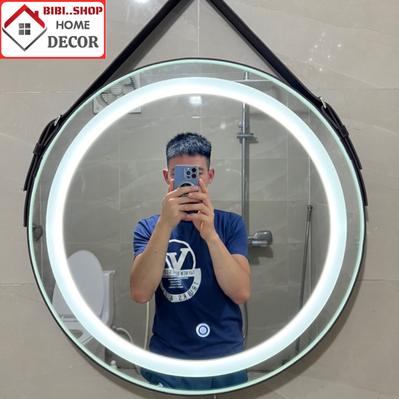 Gương trang điểm dây da treo tường – Gương decor phòng tắm, phòng ngủ