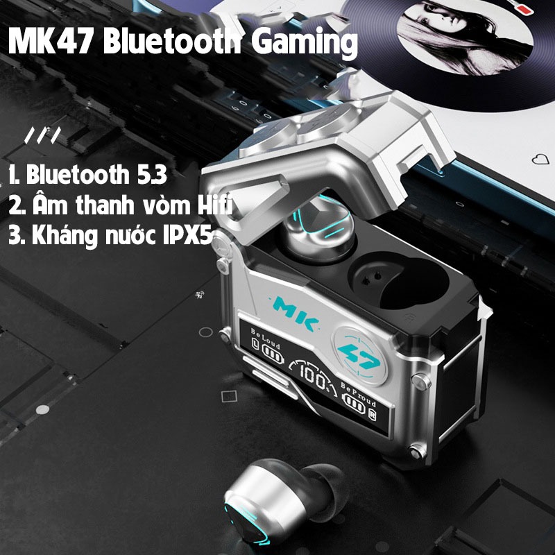 Tai Nghe Bluetooth Gaming 5.3 MK47, Tai Nghe Chơi Game Điện Thoại Không dây Micrô tích hợp