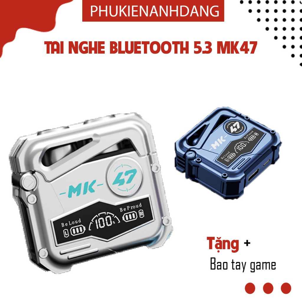Tai Nghe Bluetooth Gaming 5.3 MK47, Tai Nghe Chơi Game Điện Thoại Không dây Micrô tích hợp