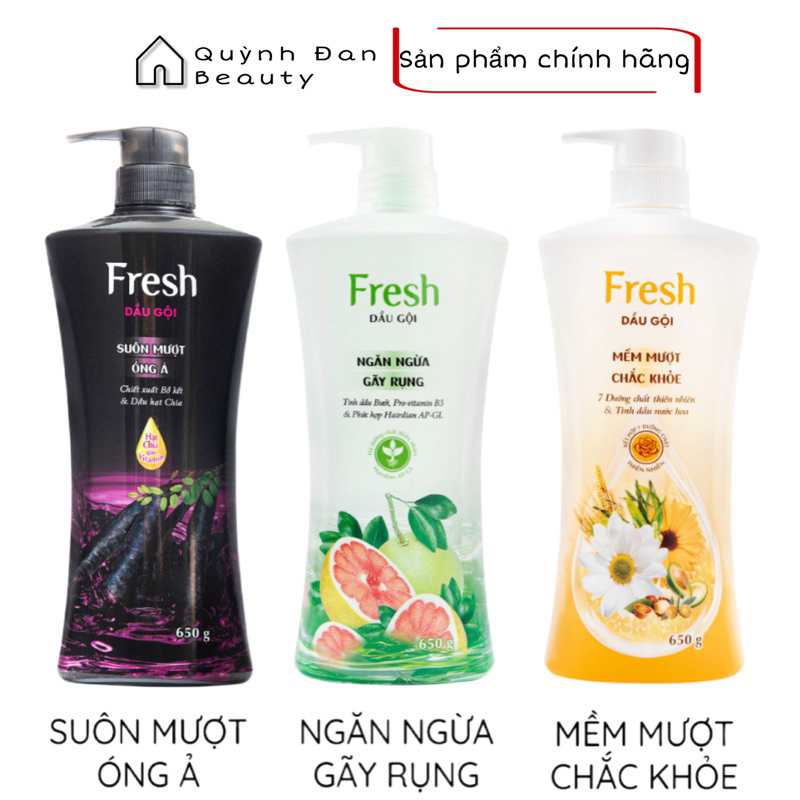 Dầu gội Fresh 650g giúp tóc suôn mượt , óng ả và ngăn gãy rụng