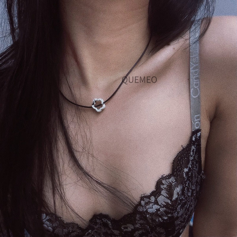 [SỈ] Vòng cổ/ Chocker Hoa Gốm BLACK ALABASTER - QUEMEO quyến rũ cá tính