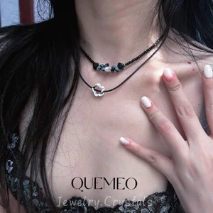 Vòng cổ/ Chocker Hoa Gốm BLACK ALABASTER - QUEMEO quyến rũ cá tính