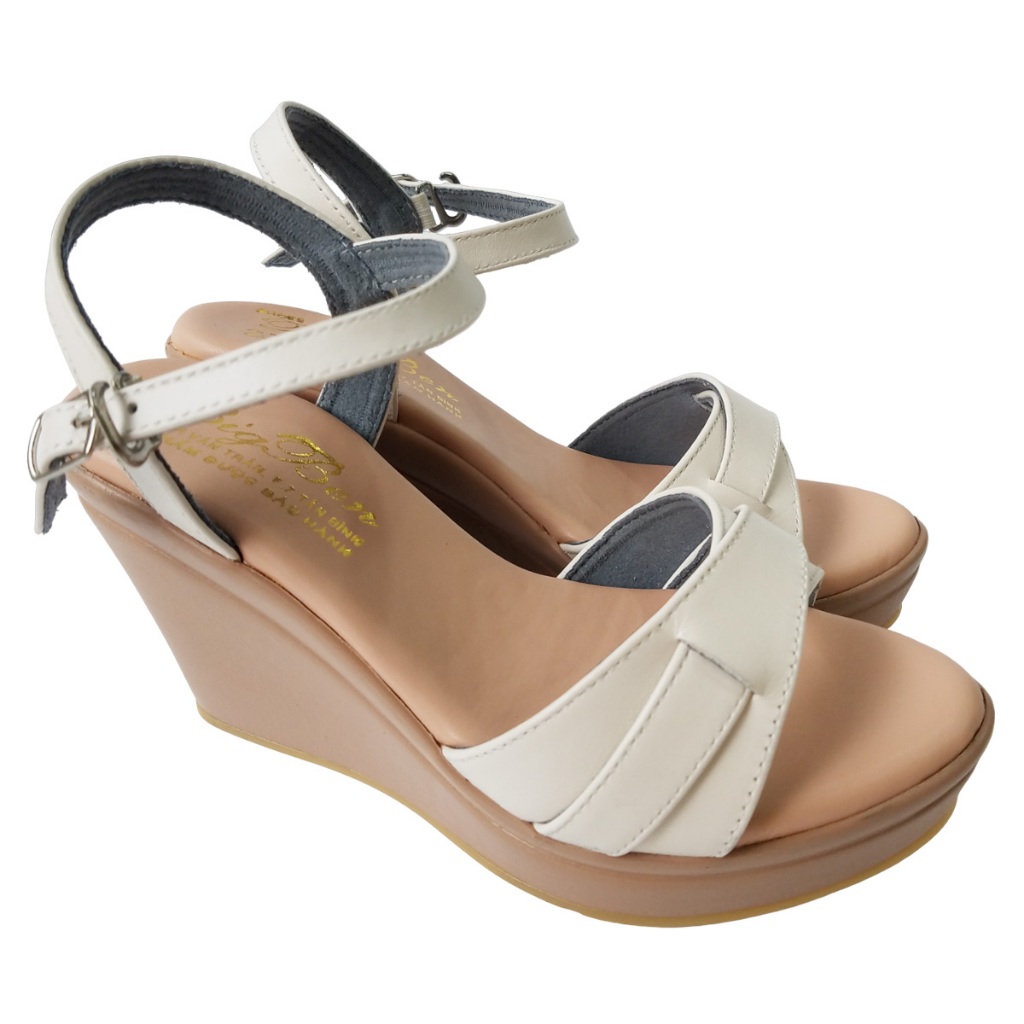 Giày Sandal Đế Xuồng BIGGBEN Da Bò Cao 9 Phân HKD783
