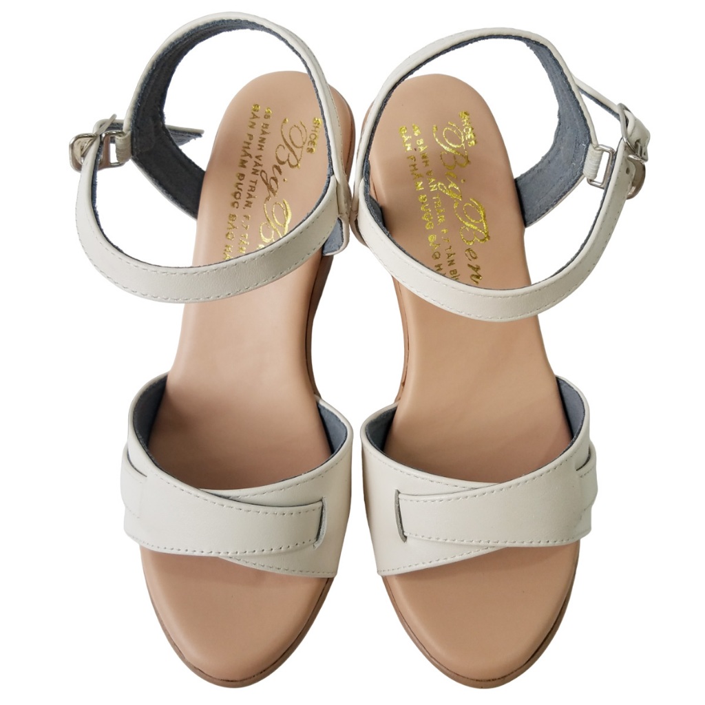 Giày Sandal Đế Xuồng BIGGBEN Da Bò Cao 9 Phân HKD783