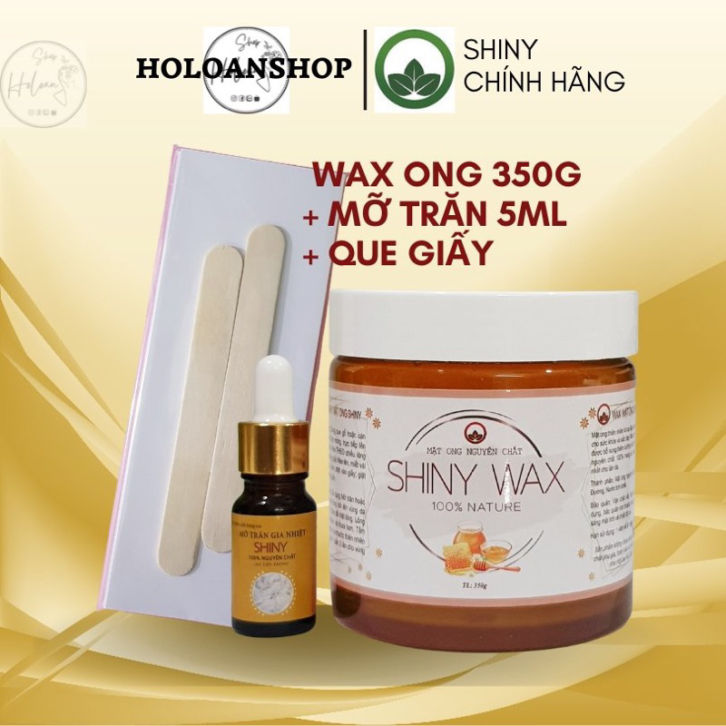 Combo Sáp wax lông Shiny 350gr và mỡ trăn 5ml tặng kèm giấy wax và 2 ...