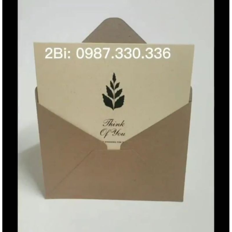 combo 5 bộ Thiệp kraf trầu bà làm quà tặng, decor, phong cách Vintage (bộ gồm 1 thiệp, 1 p.bì)