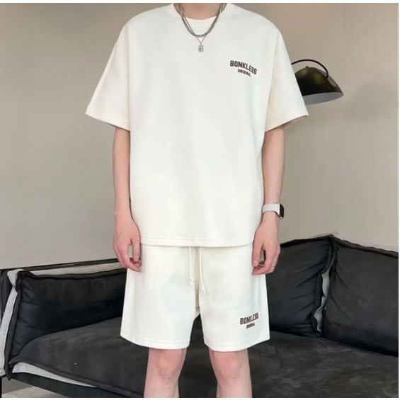 Bộ Phông Hè Thể Thao Cổ Tròn Phối Chữ Bonkles Cá Tính Sành Điệu, Chất Liệu Cotton Mềm Mịn Thấm Hút Mồ Hôi Cực Tốt