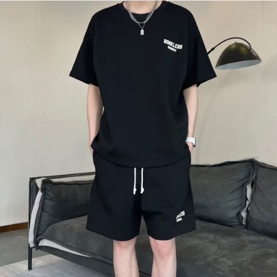 Bộ Phông Hè Thể Thao Cổ Tròn Phối Chữ Bonkles Cá Tính Sành Điệu, Chất Liệu Cotton Mềm Mịn Thấm Hút Mồ Hôi Cực Tốt