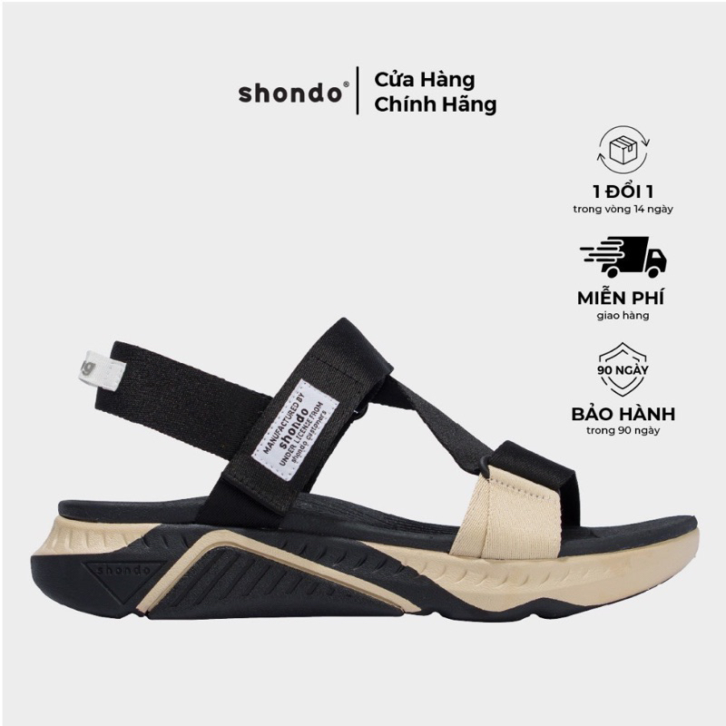 Ảnh Giày Sandal Nam Nữ SHONDO F7 Racing Màu Đen Be F7R1125 1