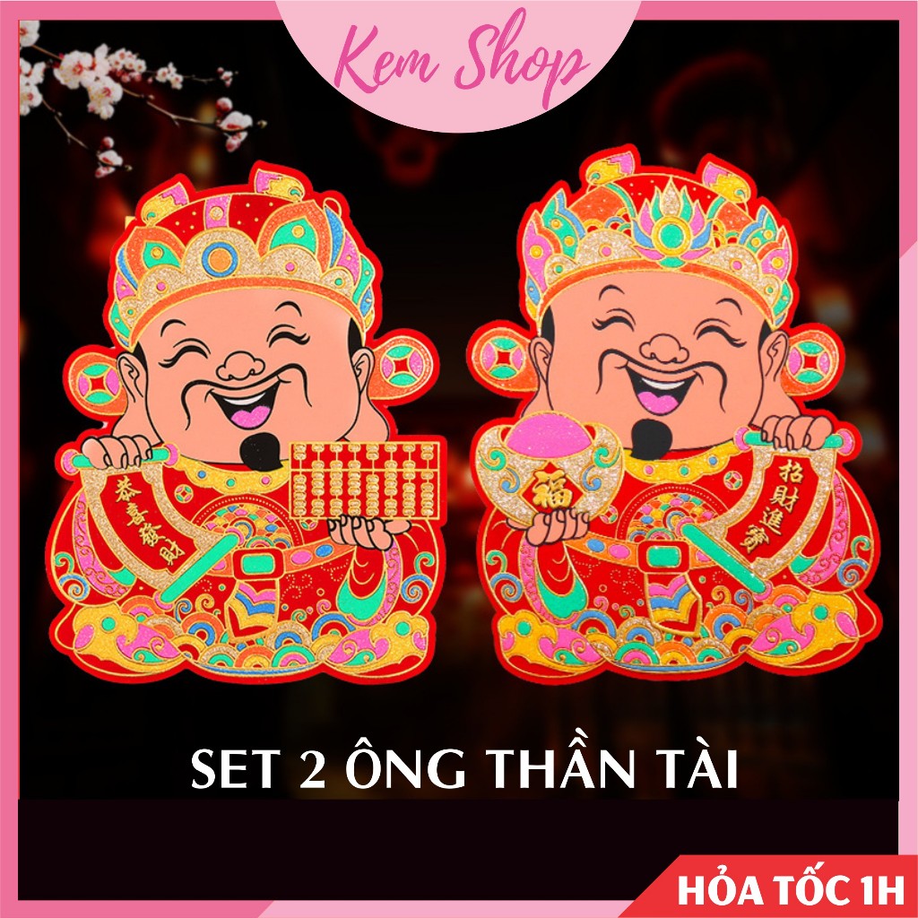 Chữ Phúc, ông Thần Tài dán cửa trang trí lễ Tết - Kem Shop K361