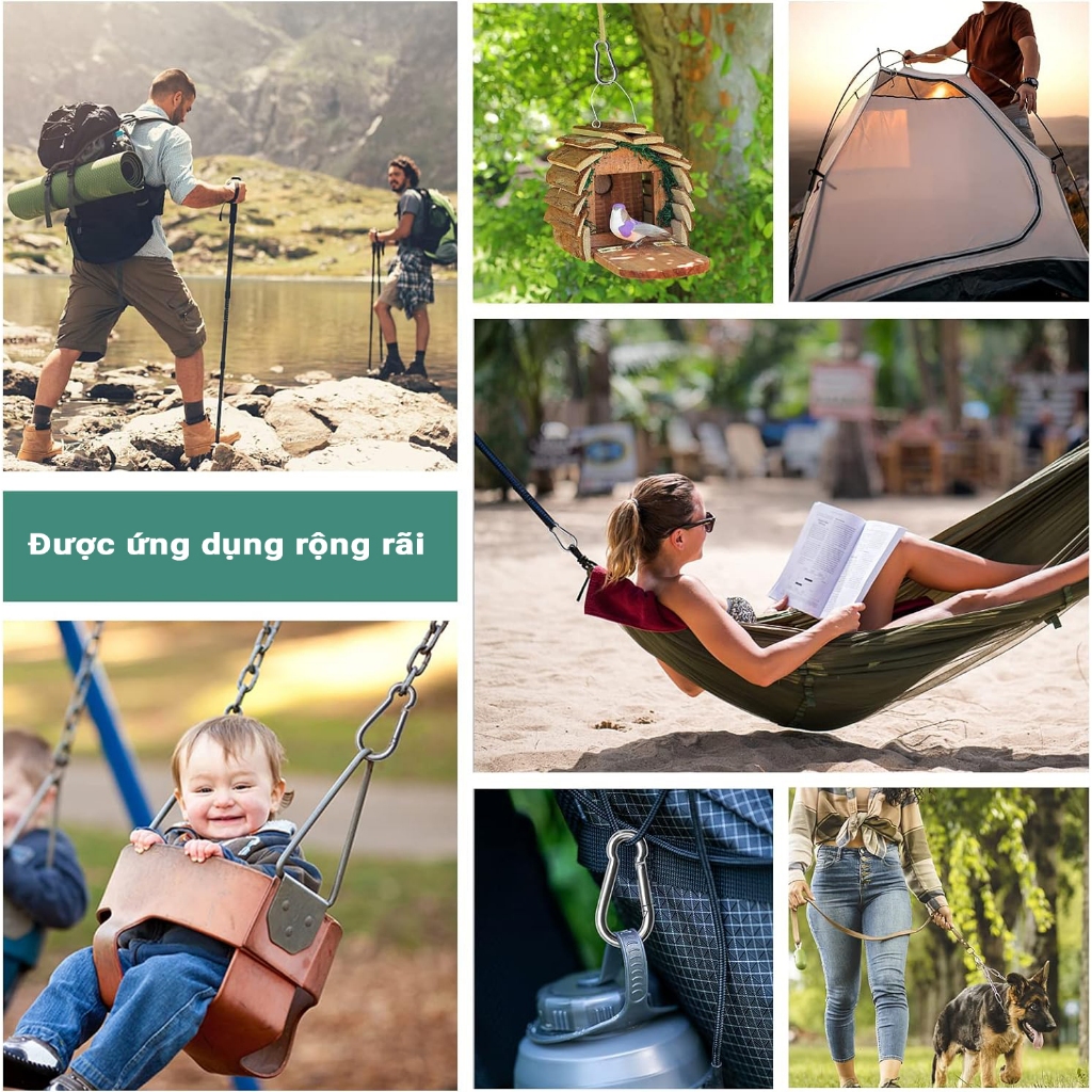 Móc Inox304 Carabiner BBkids, Móc Khóa Gài, An Toàn, Móc Khóa Đa Năng, - Chất Liệu Chống Gỉ - BB008