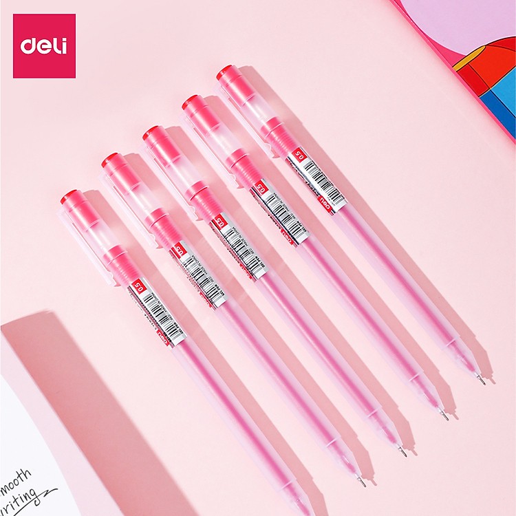 [RUỘT BÚT 1K] Bút Bi Nước Mực Gel Nhanh Khô 3 Màu Đen Xanh Đỏ Deli Ngòi ...