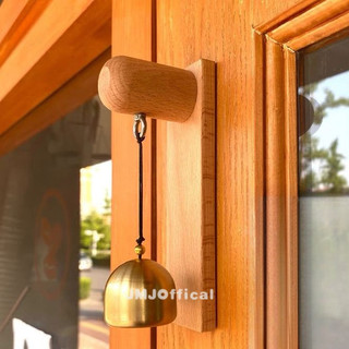 Chuông Cửa báo khách bằng gỗ chuông đồng vintage trang trí năm mới tết