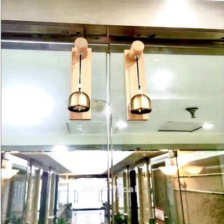 Chuông Cửa báo khách bằng gỗ chuông đồng vintage trang trí năm mới tết