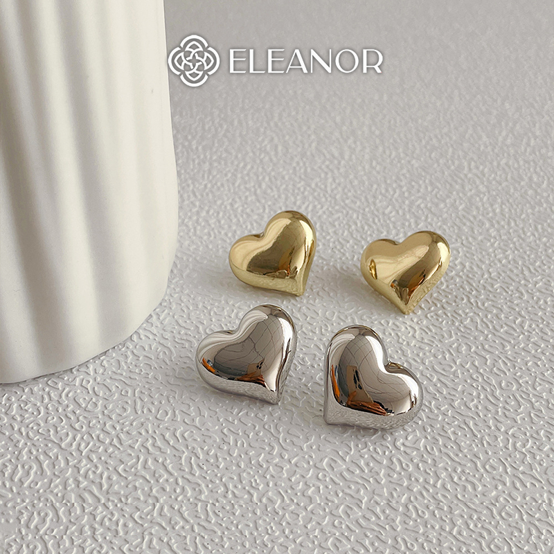 Bông tai nữ chuôi bạc 925 Eleanor Accessories hình trái tim khuyên tai basic phụ kiện trang sức 6625