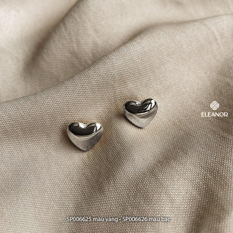 Bông tai nữ chuôi bạc 925 Eleanor Accessories hình trái tim khuyên tai basic phụ kiện trang sức 6625