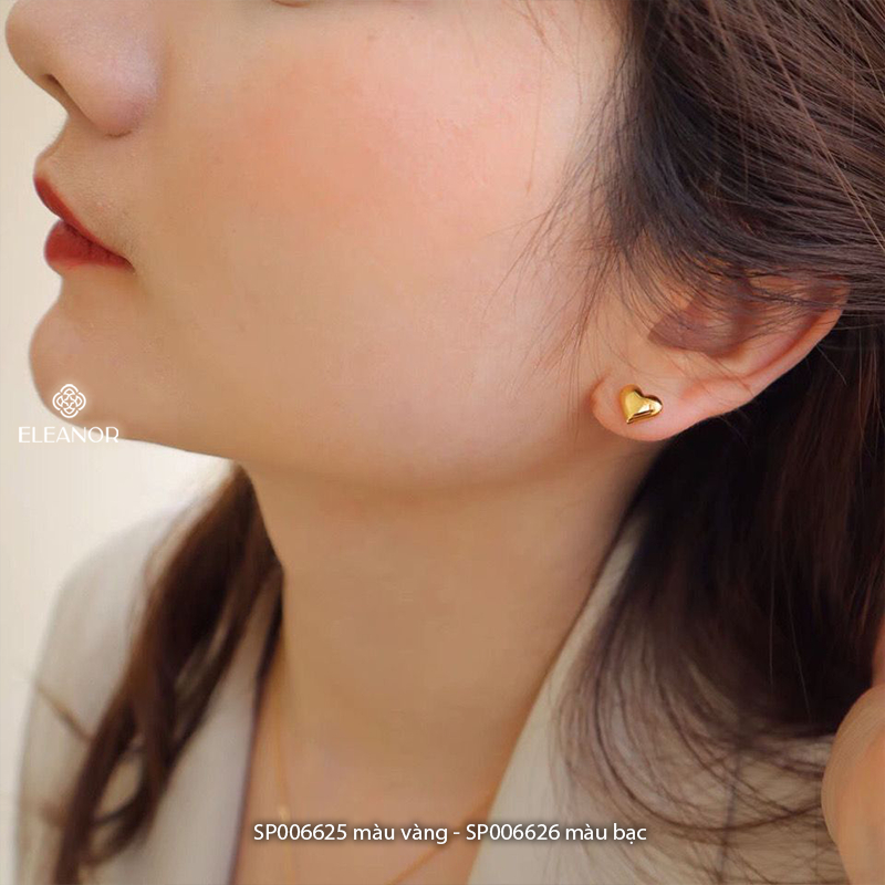 Bông tai nữ chuôi bạc 925 Eleanor Accessories hình trái tim khuyên tai basic phụ kiện trang sức 6625
