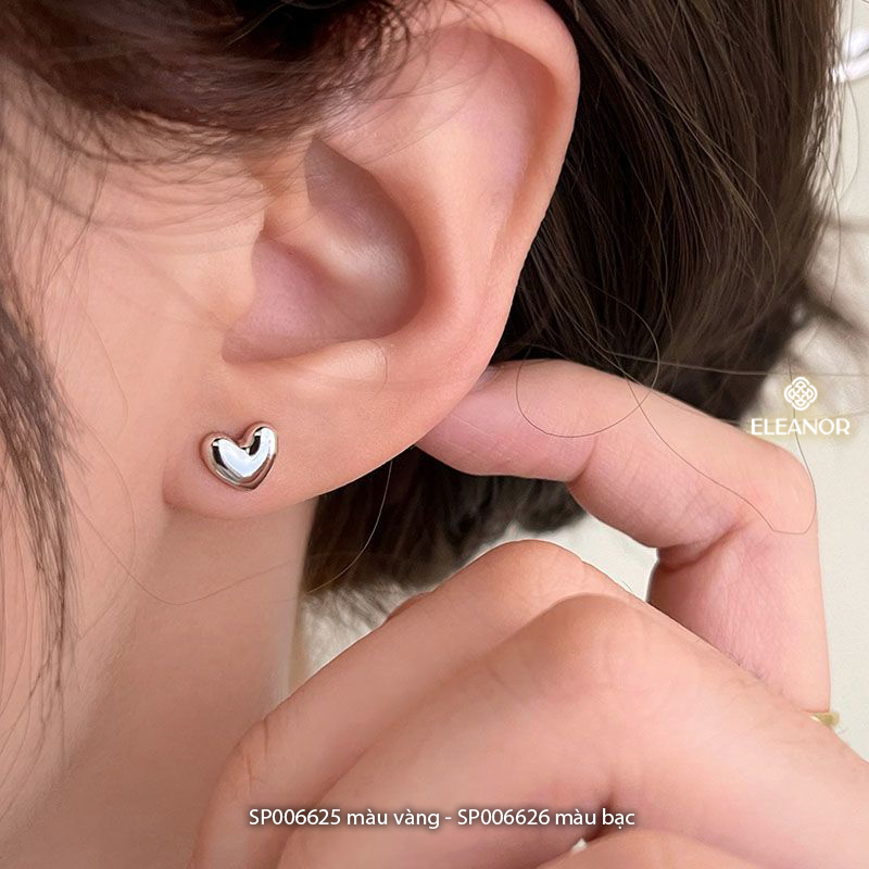 Bông tai nữ chuôi bạc 925 Eleanor Accessories hình trái tim khuyên tai basic phụ kiện trang sức 6625