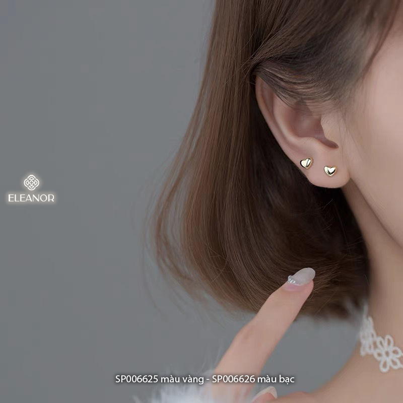 Bông tai nữ chuôi bạc 925 Eleanor Accessories hình trái tim khuyên tai basic phụ kiện trang sức 6625