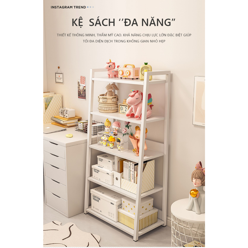 Kệ sách gỗ đa tầng thông minh decor phòng làm việc kiểu Hàn thương hiệu Ilumia - GM06 | BigBuy360 - bigbuy360.vn