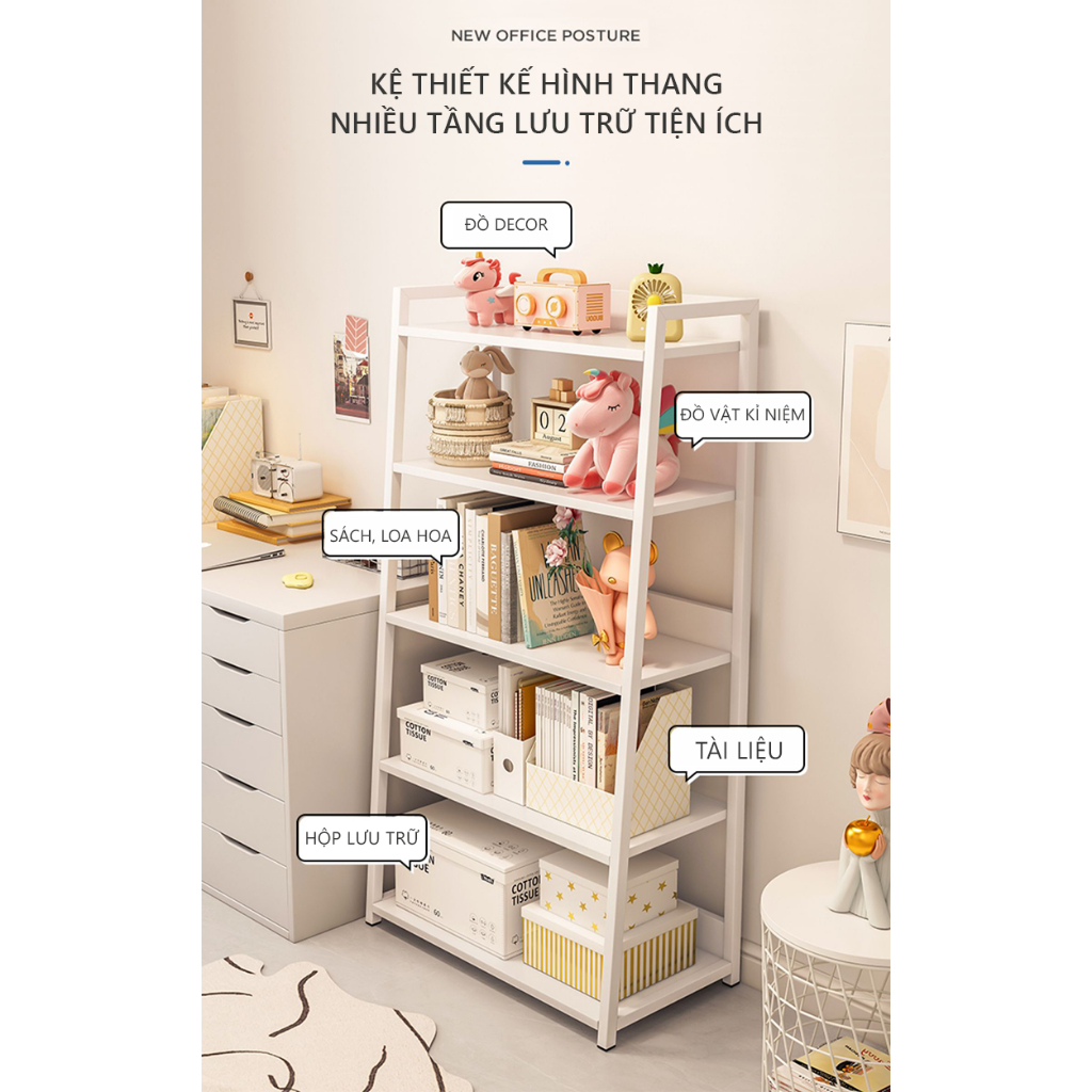 Kệ sách gỗ đa tầng thông minh decor phòng làm việc kiểu Hàn thương hiệu Ilumia - GM06 | BigBuy360 - bigbuy360.vn