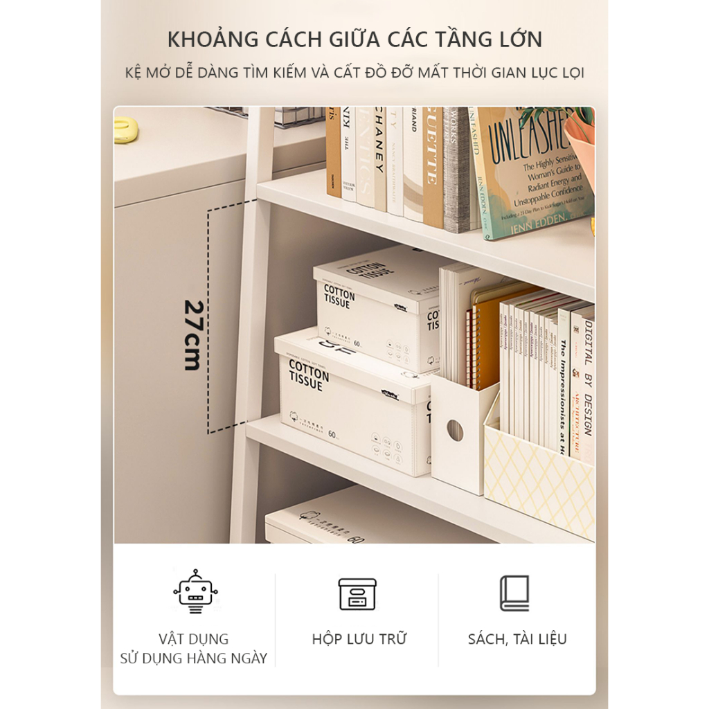 Kệ sách gỗ đa tầng thông minh decor phòng làm việc kiểu Hàn thương hiệu Ilumia - GM06 | BigBuy360 - bigbuy360.vn