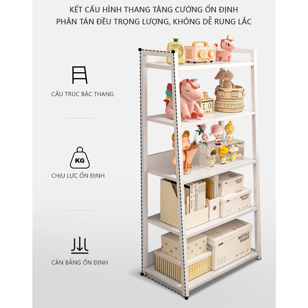 Kệ sách gỗ đa tầng thông minh decor phòng làm việc kiểu Hàn thương hiệu Ilumia - GM06 | BigBuy360 - bigbuy360.vn
