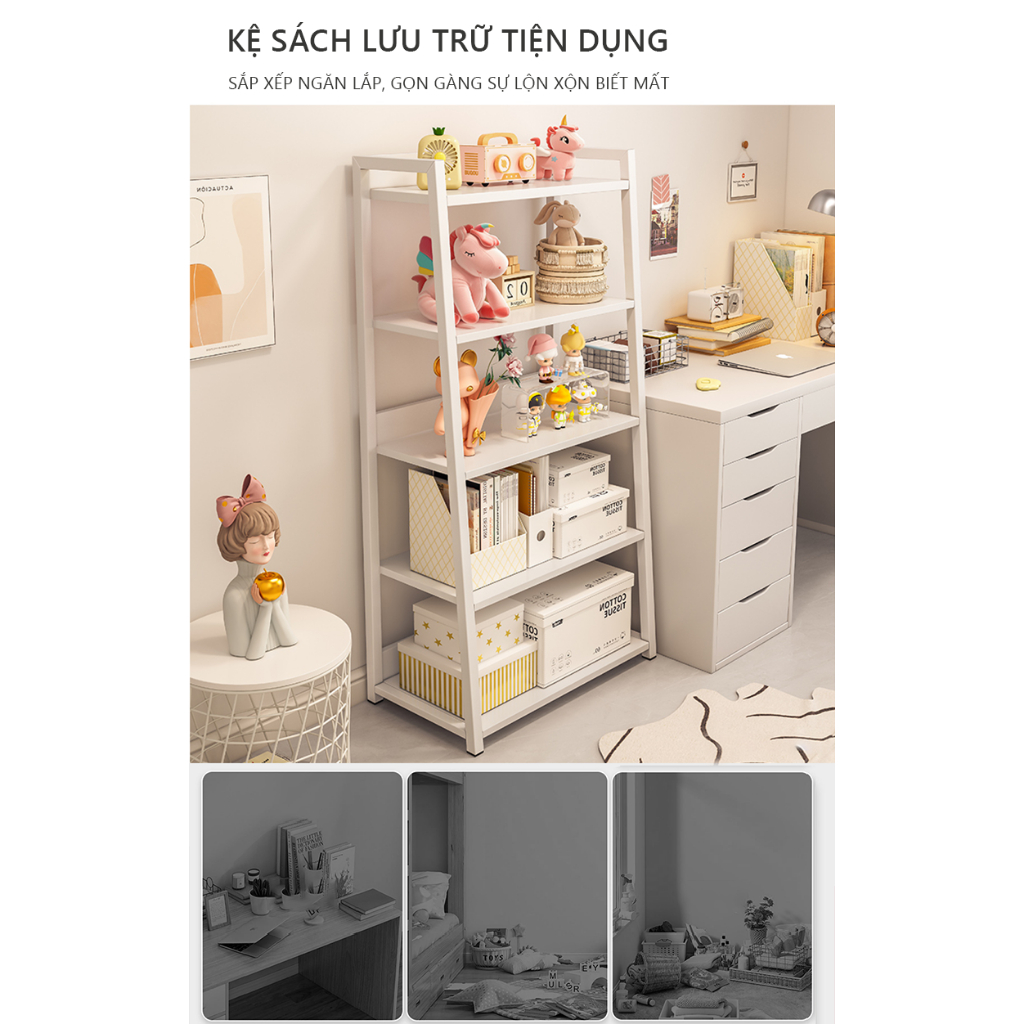 Kệ sách gỗ đa tầng thông minh decor phòng làm việc kiểu Hàn thương hiệu Ilumia - GM06 | BigBuy360 - bigbuy360.vn